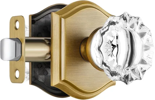 Miniatura 11 de Pomos de Puerta de Vidrio para Interiores, Estilo Vintage, Pomos de Puerta de Cristal de Privacidad con Cerradura, Pomos de Puerta de Latón Antiguo
