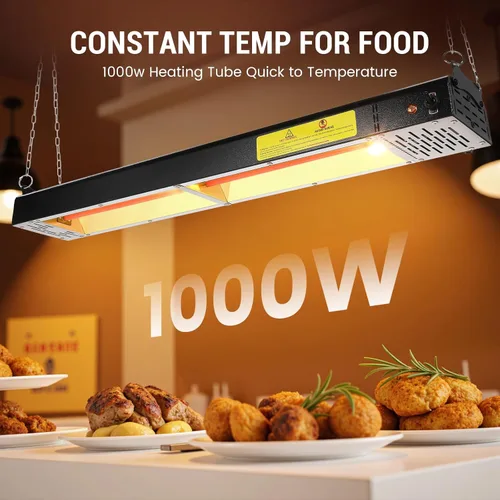 Miniatura 3 de Lámpara de calor de alimentos de 36 pulgadas, calentador de alimentos comercial de 1000 W, calentador de tiras eléctricas, lámpara de calefacción