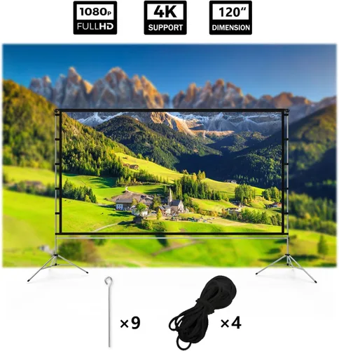 Miniatura 6 de Vamvo - Pantalla de proyector para exteriores, pantalla de proyectores portátiles con soporte de aleación de aluminio, pantallas plegables de 120