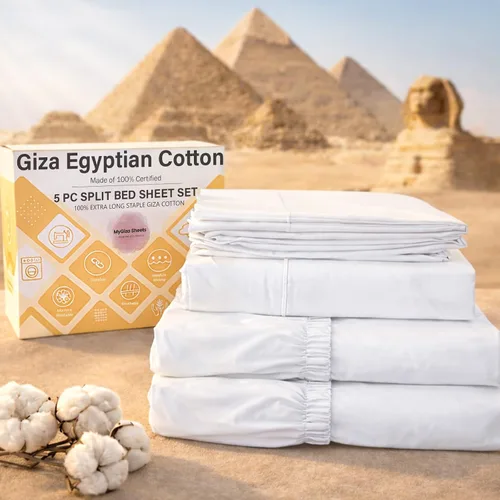 Miniatura 38 de MyGiza Sheets - Juego de sábanas de algodón Giza de primera calidad, tamaño split king, individual, matrimonial, king y queen, set de 4 unidades.