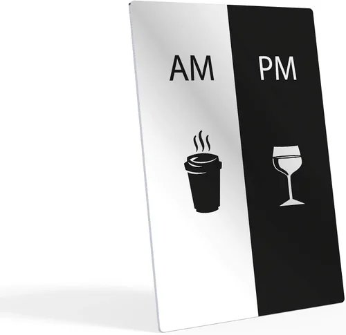 Miniatura 2 de HB Art Design AM and PM Moderno blanco y negro caliente café y vino metal impresión arte de la pared café bar decoración café letreros cocina