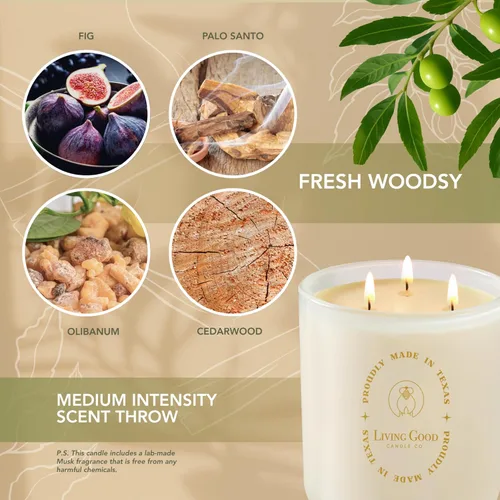 Miniatura 4 de Palo Santo - Vela de cera de abeja pura de Palo Santo y bergamota, más de 90 horas de duración, diseño clásico, velas perfumadas no tóxicas