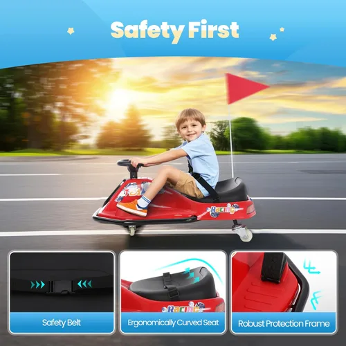 Miniatura 5 de 24V Go Kart Eléctrico de Derivación para Niños de 3+ años, Karts para Montar, Ruedas Luminosas Mejoradas, Interruptor de Dos Velocidades, Antivuelco