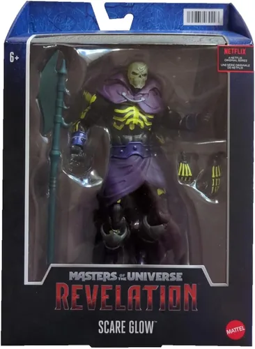 Masters of the Universe Masterverse Scare Glow Figura de acción con cabeza que brilla en la oscuridad y accesorios, regalo coleccionable de Motu de