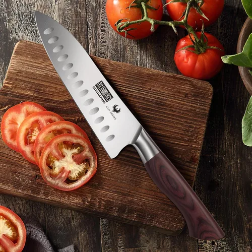 Miniatura 5 de HOSHANHO Santoku - Cuchillo de cocina profesional de acero inoxidable de alto carbono de 7 pulgadas, cuchillo de cocina súper afilado con mango