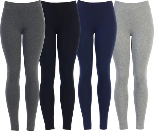 Miniatura 6 de EttelLut - Leggings de algodón y elastano básicos, de tela jersey, largo completo o arriba de los tobillos, talla regular y extra grande