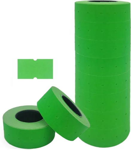 Miniatura 31 de Motex 1 línea en blanco - 10,000 etiquetas verdes en blanco para pistolas de precio y fecha, compatibles con MX-5500 y pistolas Perco de 1 línea