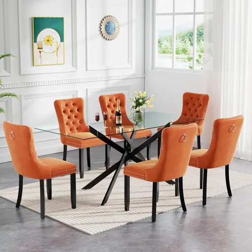 Miniatura 77 de HomVent Juego de mesa de comedor redonda de vidrio de 3 piezas, juego de mesa de comedor de vidrio templado para 2 mesas de cocina con 2 sillas