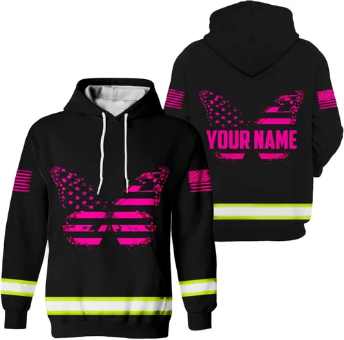 Miniatura 11 de Sudadera con capucha de alta visibilidad con la bandera de Estados Unidos para hombre, sudadera con capucha reflectante de seguridad