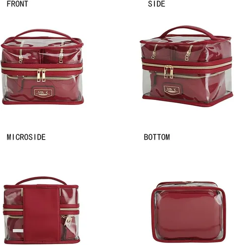Miniatura 4 de MKF 4PCS elegante bolsa de cosméticos portátil maquillaje viaje organizador caso, Emma Fucsia