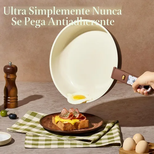 Miniatura 3 de CAROTE Juego de 21 utensilios de cocina de cerámica, juego de ollas y sartenes antiadherentes, no tóxicos, mango desmontable, juego de cocina