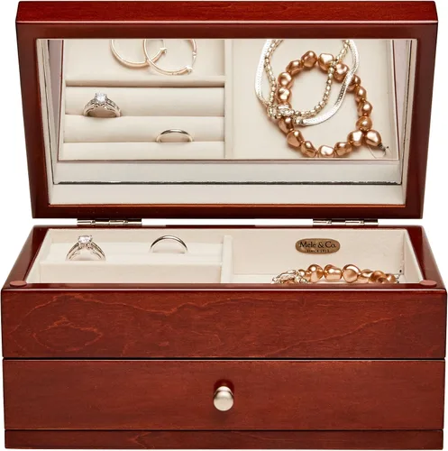 Miniatura 5 de Mele & Co. Brynn Joyero de madera con motivo de marquetería florentina en acabado de nogal