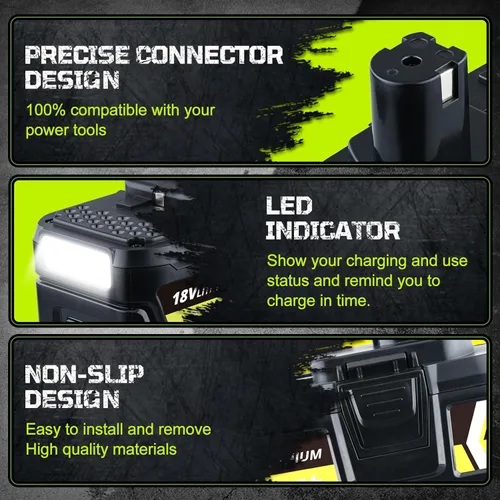 Miniatura 3 de Masione Paquete de 2 baterías P108 de 7.0 Ah compatibles con Ryobi 18 V batería de repuesto para baterías Ryobi 18V litio P108 P102 P103 P104 P105