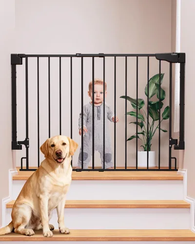 Cumbor 29.2–43" Puerta de bebé para escaleras, de montaje en pared (se requiere taladrar), puerta para perros expandible sin barra inferior, puerta