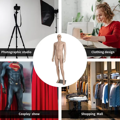 Miniatura 5 de Maniquí masculino de cuerpo completo para costura, modelo de forma de vestido, maniquíes de torso, 73 pulgadas ajustables, maniquí de cuerpo