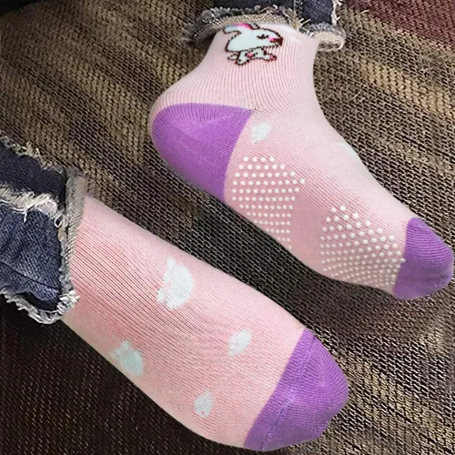 Miniatura 38 de Tphon Calcetines para niños pequeños con empuñaduras, 12 pares de calcetines antideslizantes de algodón para niños y niñas de 1 a 7 años