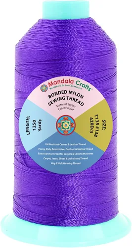 Miniatura 21 de Mandala Crafts - Hilo de nailon para coser cuero, tapicería, mezclilla y para trenzar el pelo; resistente, 1500 yardas, tamaño 69 T70 Marrón