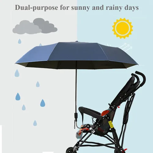 Miniatura 2 de Sombrilla universal para bebé, cochecito de bebé, protección solar para cochecitos, paraguas impermeable para carritos, bicicleta, silla de ruedas