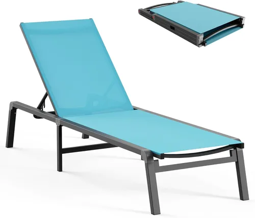 Miniatura 13 de Tumbona de Aluminio para Exteriores - Silla de Descanso Plegable y de Montaje Libre para Exteriores con 5 Respaldos Ajustables, Silla de Patio