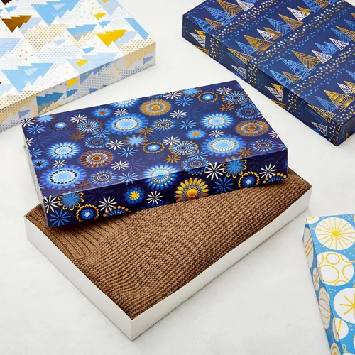 Miniatura 5 de SUNCOLOR Paquete de 12 Cajas de Regalo Grandes de Navidad Azules de 14" con Tapas para Ropa y Regalos