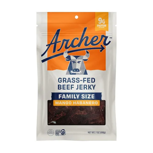 Miniatura 5 de Country Archer Carne seca de res alimentada con pasto – Bolsas de aperitivos de carne a granel, paquetes individuales, aperitivos de proteínas, sin