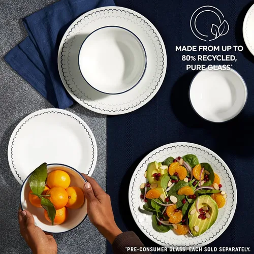 Miniatura 6 de Corelle Juego de 6 platos redondos de 21.6 cm para almuerzo, vidrio de triple capa Vitrelle, platos redondos ligeros, platos para ensalada
