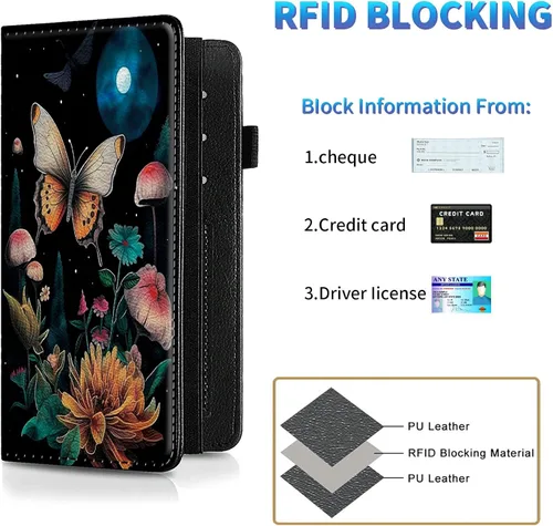 Miniatura 18 de Funda para chequera para hombres y mujeres, cartera de cuero RFID con ranuras para tarjetas de crédito, soporte de cheques duplicados personales