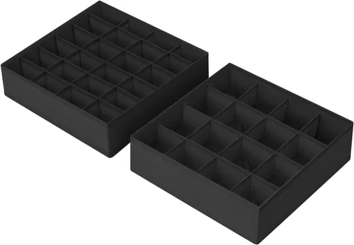 Miniatura 44 de Joyoldelf - Organizador de cajones de calcetines, divisor de ropa interior, organizador de 16 celdas, organizador de cajones de tela, cajas de 2-Gris