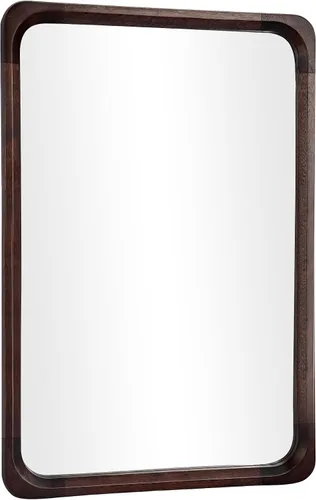 Tanmicoshomy Espejo de baño de madera de 20 x 30 pulgadas, espejos rectangulares con marco de madera maciza con vidrio templado para sala de estar,
