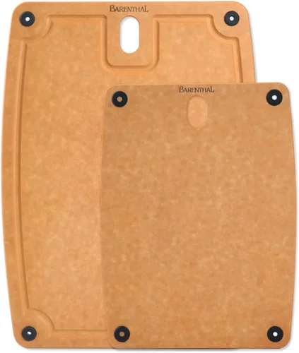 Juego de 2 tablas de cortar para cocina, aptas para lavavajillas, ecológicas, tabla de cortar reversible con asas y ranuras para jugos, tabla de