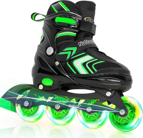 Miniatura 11 de Nattork Patines en línea ajustables para niñas y niños con ruedas completamente iluminadas, patines en línea para principiantes para niños y jóvenes