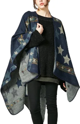 Miniatura 29 de KirGiabo Suéter a Cuadros para Mujer Poncho Capa Abrigo Frente Abierto Manta Chales y Envolturas