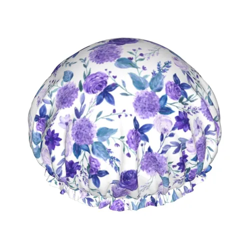 Miniatura 11 de Gorro de ducha de granja de animales abstractos de piel de vaca en blanco y negro para mujer, doble capa impermeable ajustable, gorra de baño