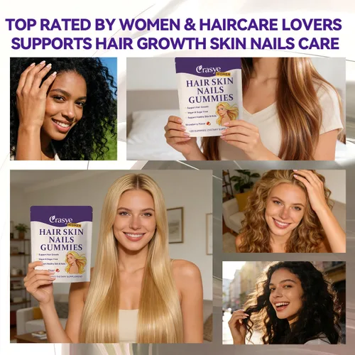 Miniatura 6 de Gomitas para el cabello, piel y uñas, multivitamínico para el crecimiento del cabello, con colágeno y queratina para mujeres, sabor a fresa sin