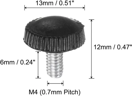 Miniatura 2 de uxcell 20 pomos moleteados de rosca métrica macho M4 x 0.236 in, pomos de sujeción de tornillo de pulgar, mango de plástico con perno roscado