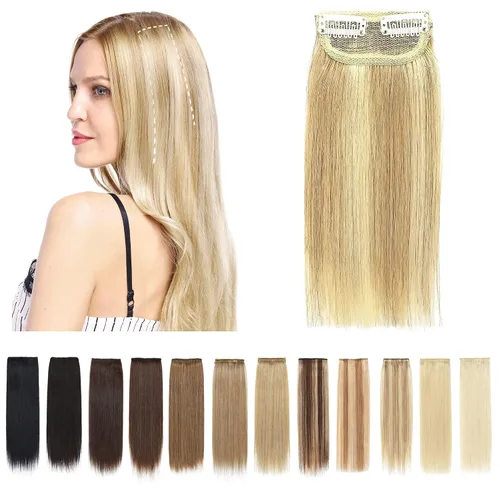Miniatura 14 de SEGO 2 extensiones de cabello corto con clip de 4 pulgadas, 0.56 oz, 100% cabello humano para mujeres con cabello adelgazante que añade volumen