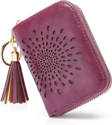 Miniatura 8 de APHISON RFID - Porta tarjeta de crédito con llavero, cartera pequeña con cremallera para mujer, Moderno