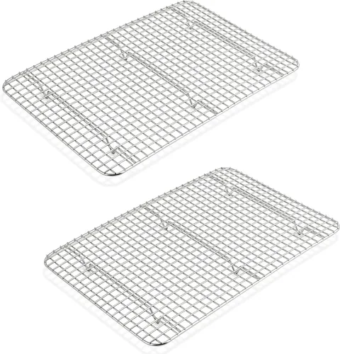 Miniatura 8 de P&P CHEF Juego de 2 estantes de cocina de enfriamiento de 8.75 pulgadas, rejilla de acero inoxidable para asar, secar a la parrilla, apto para horno
