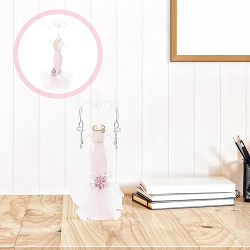 Miniatura 9 de Alipis Nordic Style Jewelry Display Stand Mannequin with Mermaid Dress 27cm, Hanging Necklace and Earring Organizer Rack for Women, Jewelry Storage