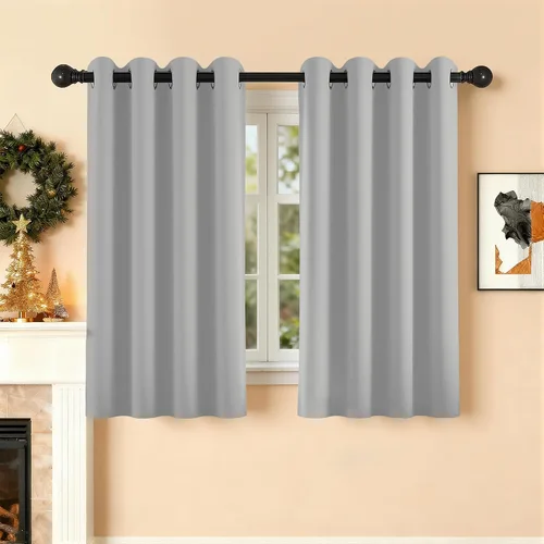Miniatura 14 de Cortinas de oscurecimiento de habitación de 45 pulgadas de largo para dormitorio y sala de estar, cortinas térmicas aislantes con ojales
