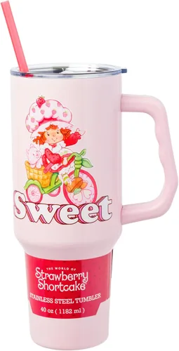 Miniatura 41 de Silver Buffalo - Vaso de acero inoxidable Sanrio Hello Kitty con flores de primavera y verano y rayas arcoíris, con asa y popote, compatible
