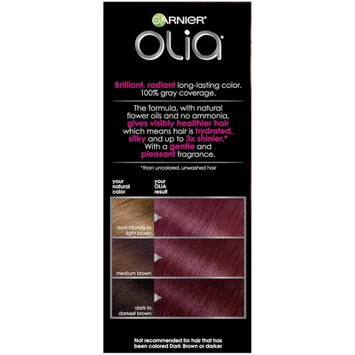Miniatura 3 de Garnier Olia Tinte de cabello sin amoníaco [5.60] rojo granate medio, 1 unidad 5.6 Rojo granate medio