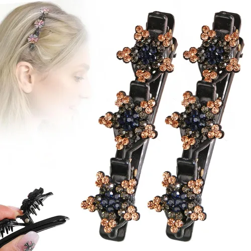 Miniatura 17 de Pinzas de pelo trenzadas con piedra de cristal brillante, pinza para el cabello para mujer, pinzas de pelo corto con pico de pato, clip de pelo