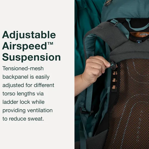 Miniatura 4 de Osprey Renn 50L - Mochila de senderismo para mujer, Azul Cascada/Naranja Melón Cascada Azul/Melón Naranja