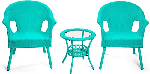 Miniatura 2 de Bistro - Juego de 3 muebles de patio para exteriores, juego de 2 sillas de mimbre con mesa auxiliar al aire libre, sillas de exterior para patio