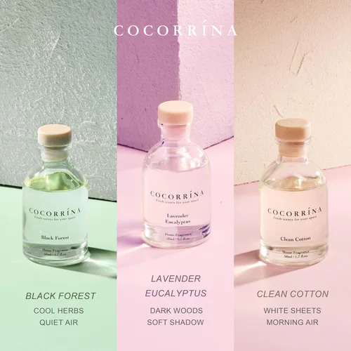 Miniatura 3 de COCORRÍNA Juego de 3 difusores de aceite perfumado de eucalipto de eucalipto, bosque negro, aroma de algodón limpio, 1.7 onzas líquidas cada uno