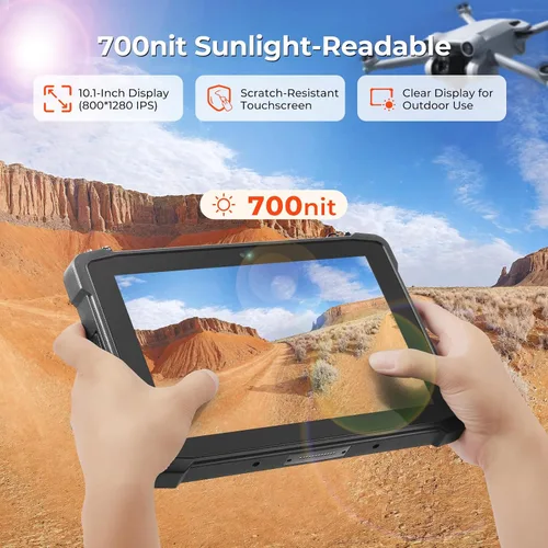 Miniatura 5 de MUNBYN 10.1 "Tablet resistente IRT11, Android 14, 8GB+128GB Tablet Android resistente con GPS, PC de trabajo al aire libre 700nits, IP65 impermeable