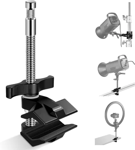 Miniatura 9 de NEEWER Empuñadura de mandíbula de extremo de 2 pulgadas con perno de 5/8 pulgadas, abrazadera de agarre de tubo de extremo de eje de acero