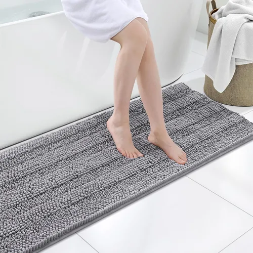 Miniatura 132 de Grandaily Alfombras de baño de felpilla a rayas de 24 x 16 pulgadas, extra gruesas y suaves, absorbentes, parte trasera de goma, alfombra de ducha