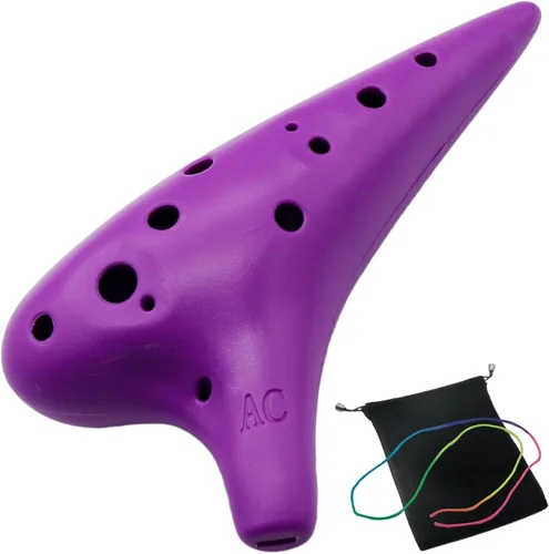 Aestivate Instrumento Ocarina de plástico Ocarina 12 Agujero Alto C Instrumento Ocarina de 12 Agujeros Instrumento Fácil Ocarina puntiaguda (Púrpura)